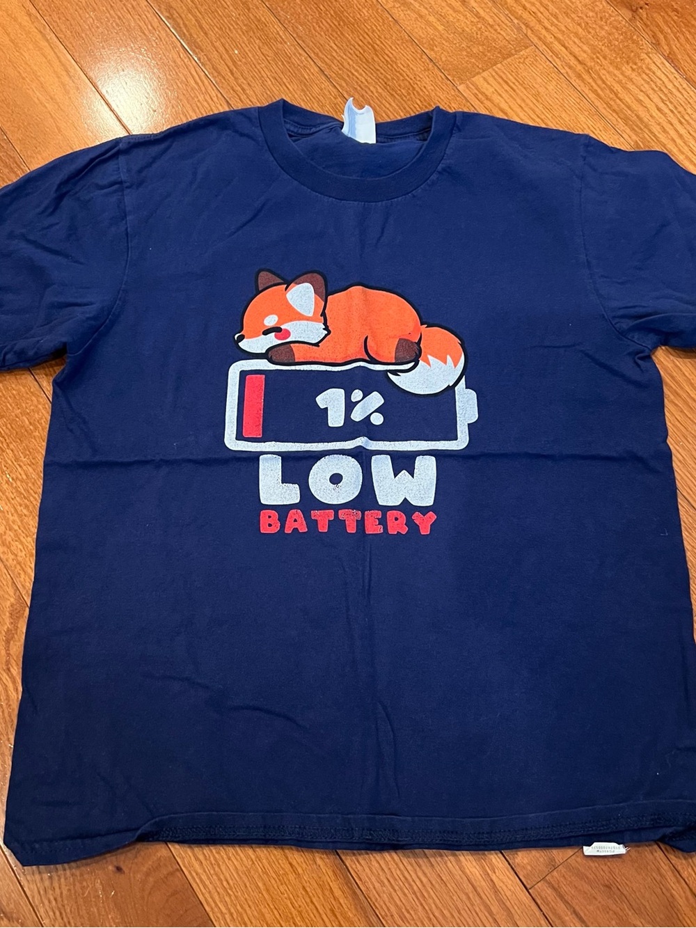 Girls Low Battery Fox Graphic Woot tee T shirt Size Large